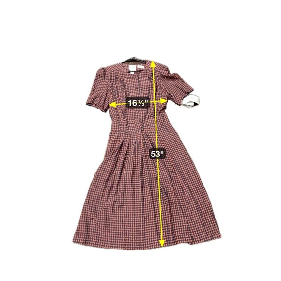 Vintage KSL Karin Stevens Pleated Dress Red Blue Sz 20W Geometric Pattern NWT - Picture 7 of 10